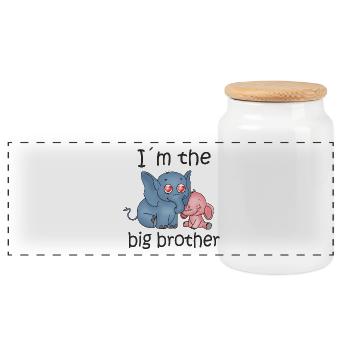 I'm the Big Brother B - Panoramic Cookie Jar with Wooden Lid - white - Front