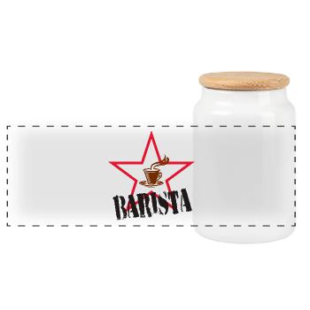 Barista - Panorama Keksdose mit Holzdeckel - Weiß - Vorne