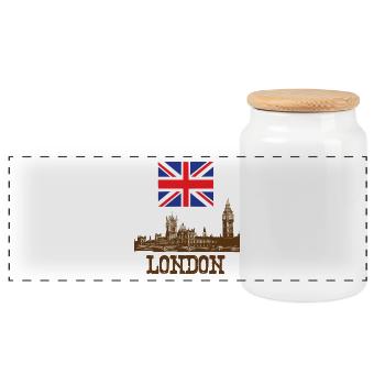 London the capital city of England a world city - Panoramic Cookie Jar with Wooden Lid - white - Front