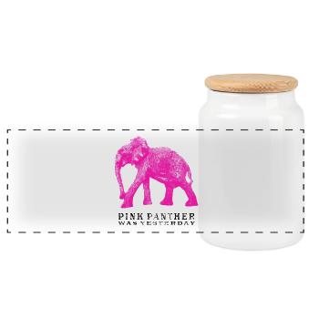 Pink Panther Elephant - Panorama Keksdose mit Holzdeckel - Weiß - Vorne