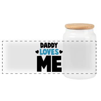 PAPA m'aime! avec mignons petits coeurs d'amour - Boîte à biscuits avec couvercle en bois - blanc - Devant