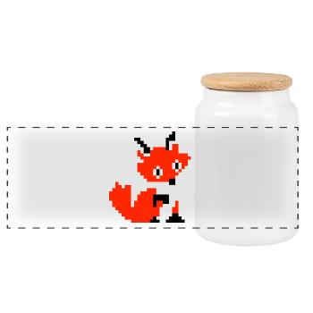 Fox Fox Paw Pixel Design rétro chemise cadeau - Boîte à biscuits avec couvercle en bois - blanc - Devant