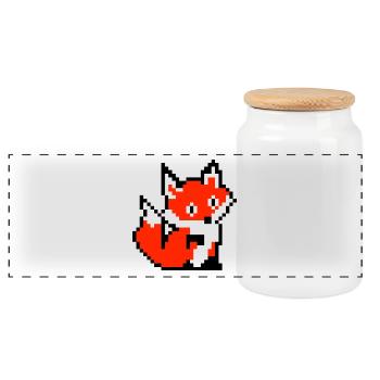 Fox Fox Paw Retro Pixel Design Shirt Gift - Panoramic Cookie Jar with Wooden Lid - white - Front