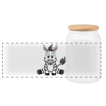 Baby Zebra - Panorama Keksdose mit Holzdeckel - Weiß - Vorne