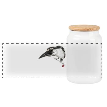 Flüchtiger Vogel # 01 - Panorama Keksdose mit Holzdeckel - Weiß - Vorne