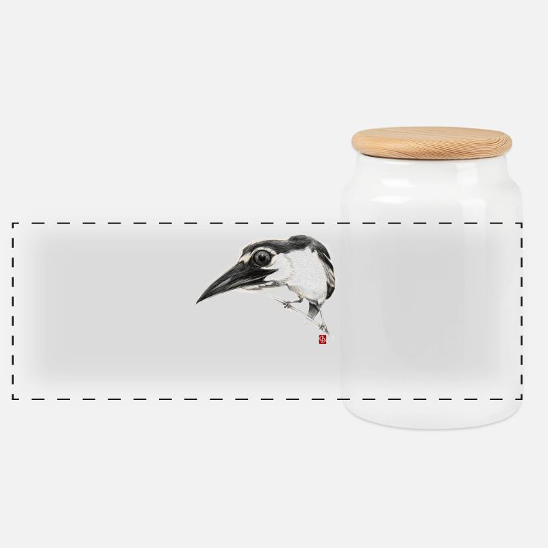 Flüchtiger Vogel # 01 - Panorama Keksdose mit Holzdeckel - Weiß