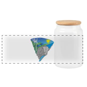 Solar Wind Water Renewable Energy Environmental Protection - Panoramic Cookie Jar with Wooden Lid - white - Front