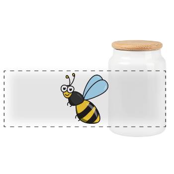 Abeille abeille - Boîte à biscuits avec couvercle en bois - blanc - Devant