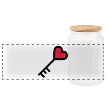 the key to the heart of Valentine's Day - Panoramic Cookie Jar with Wooden Lid - white - Front