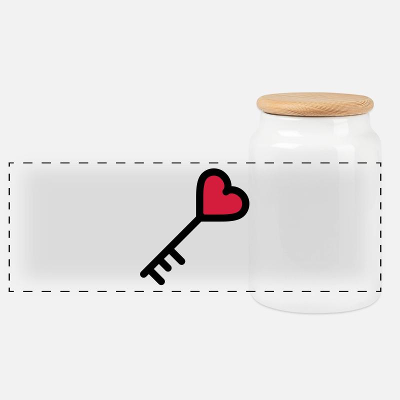der Schlüssel zum Herzen Valentinstag - Panorama Keksdose mit Holzdeckel - Weiß