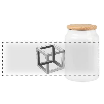 Würfel optische Illusion - Panorama Keksdose mit Holzdeckel - Weiß - Vorne