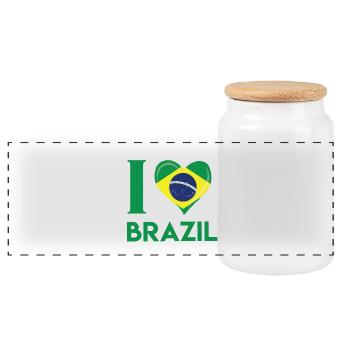 Brazil Football Gift Fan World Cup - Panoramic Cookie Jar with Wooden Lid - white - Front