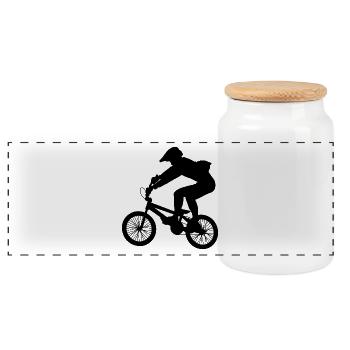 BMX bike cycling halfpipe extreme sport two-wheeler - Panoramic Cookie Jar with Wooden Lid - white - Front