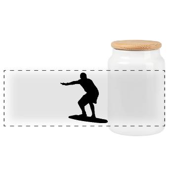Surfing surfers surfboard surfing surfers - Panoramic Cookie Jar with Wooden Lid - white - Front