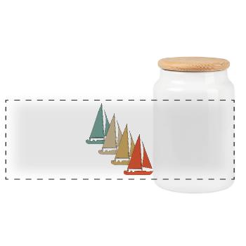 Voilier de voilier rétro style vintage - Boîte à biscuits avec couvercle en bois - blanc - Devant
