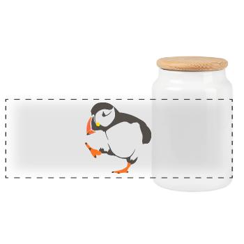 Walking puffin - Panoramic Cookie Jar with Wooden Lid - white - Front