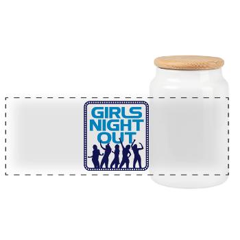Girls Night Out! - Panoramic Cookie Jar with Wooden Lid - white - Front