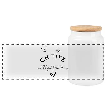 La ch'tite marraine - Boîte à biscuits avec couvercle en bois - blanc - Devant