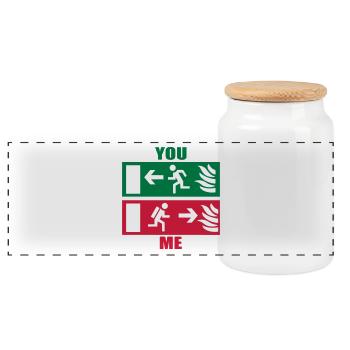 fire brigade - Panoramic Cookie Jar with Wooden Lid - white - Front