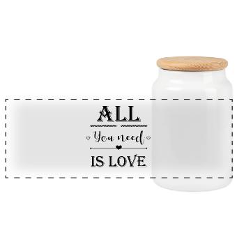 All you need is love - Boîte à biscuits avec couvercle en bois - blanc - Devant