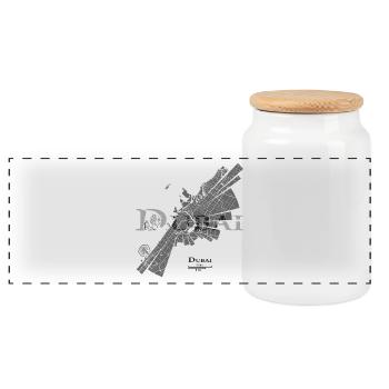 Dubai plan - Boîte à biscuits avec couvercle en bois - blanc - Devant
