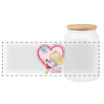 Lillebi_cœur_rose - Boîte à biscuits avec couvercle en bois - blanc - Devant