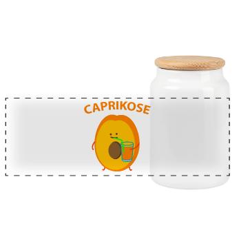 Aprikose auf Capri - Panorama Keksdose mit Holzdeckel - Weiß - Vorne