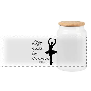 danser - Boîte à biscuits avec couvercle en bois - blanc - Devant