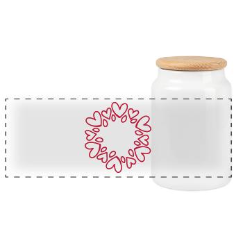 Heart frame - Panoramic Cookie Jar with Wooden Lid - white - Front