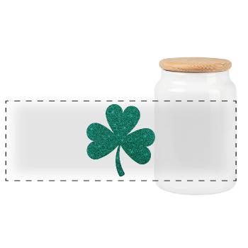 St. Patrick’s Day Gift For Women & Girls Shamrock - Panoramic Cookie Jar with Wooden Lid - white - Front