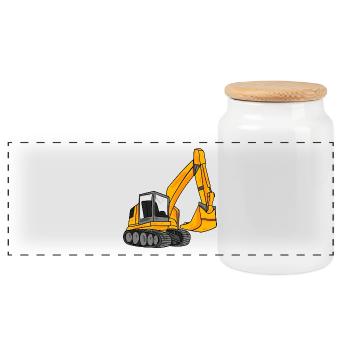 Spoon excavator excavator excavator - Panoramic Cookie Jar with Wooden Lid - white - Front
