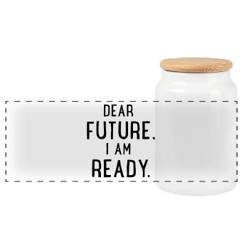 Future - Panoramic Cookie Jar with Wooden Lid - white - Front