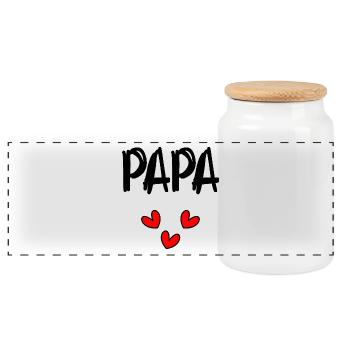 DAD. FATHER'S DAY. HAPPY DADDY'S DAY. HAPPY BIRTHDAY - Panoramic Cookie Jar with Wooden Lid - white - Front