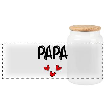 FATHER's DAY. HAPPY BIRTHDAY DAD. DAD. HAPPY BIRTHDAY - Panoramic Cookie Jar with Wooden Lid - white - Front