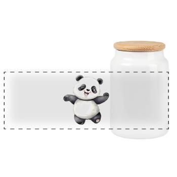 Panda / Panda class - Panoramic Cookie Jar with Wooden Lid - white - Front