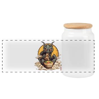 Dragon noodles - Panoramic Cookie Jar with Wooden Lid - white - Front