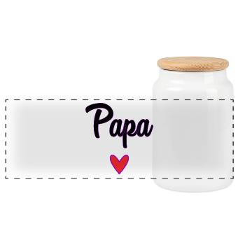 DAD. FATHER'S DAY. HAPPY FATHER'S DAY. HAPPY BIRTHDAY. - Panoramic Cookie Jar with Wooden Lid - white - Front