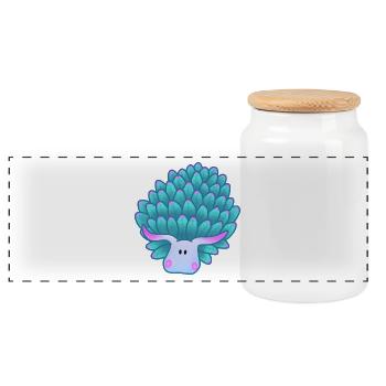 Costasiella kuroshimae sea slug - Panoramic Cookie Jar with Wooden Lid - white - Front