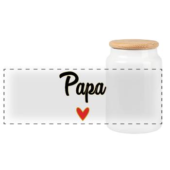 DAD. FATHER'S DAY. HAPPY FATHER'S DAY. HAPPY BIRTHDAY. - Panoramic Cookie Jar with Wooden Lid - white - Front
