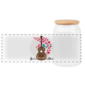 Guitare - Boîte à biscuits avec couvercle en bois - blanc - Devant