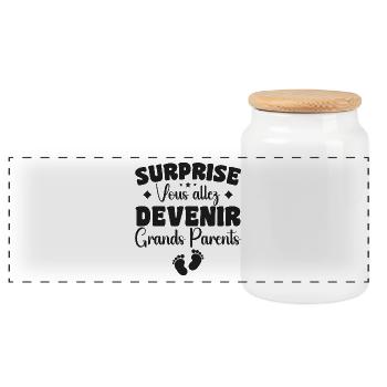 Surprise vous allez devenir grands parents - Boîte à biscuits avec couvercle en bois - blanc - Devant