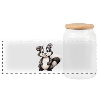 Classe mouffette ou mouffette - Boîte à biscuits avec couvercle en bois - blanc - Devant