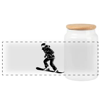 Snowboard Girl - Hobby / Sport Sticker - Panorama Keksdose mit Holzdeckel - Weiß - Vorne