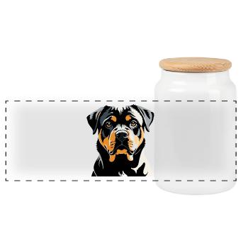 Rottweiler - Autocollant pour chien de compagnie - Boîte à biscuits avec couvercle en bois - blanc - Devant