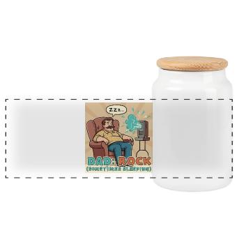 Dad: Rock - Panoramic Cookie Jar with Wooden Lid - white - Front