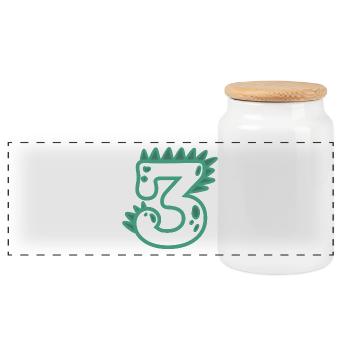 Number 3 - Panoramic Cookie Jar with Wooden Lid - white - Front