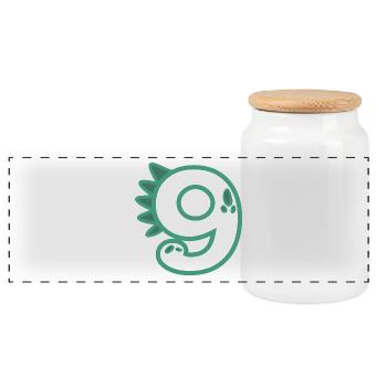 Number 9 - Panoramic Cookie Jar with Wooden Lid - white - Front