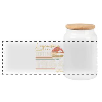 September 1964 Born in September 1964 September 1964 - Panoramic Cookie Jar with Wooden Lid - white - Front