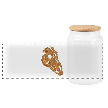Lace Skull - Panoramic Cookie Jar with Wooden Lid - white - Front