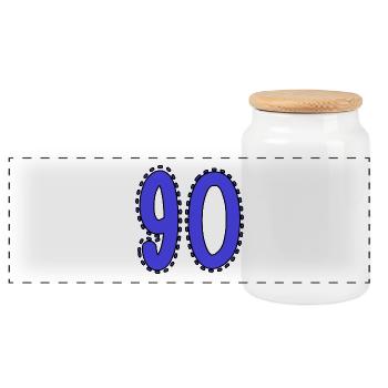 90. 90 JAHRE. 90. JAHRESTAG. 90-JÄHRIGES JUBILÄUM. - Panorama Keksdose mit Holzdeckel - Weiß - Vorne